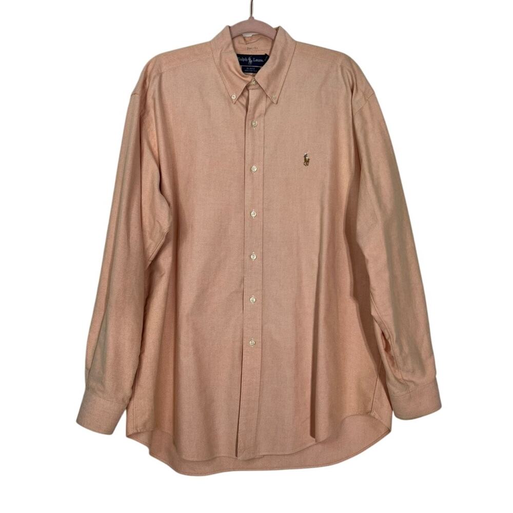 Men's Ralph Lauren Blake Orange Long Sleeve Button Up Collar Dress Shirt Size L